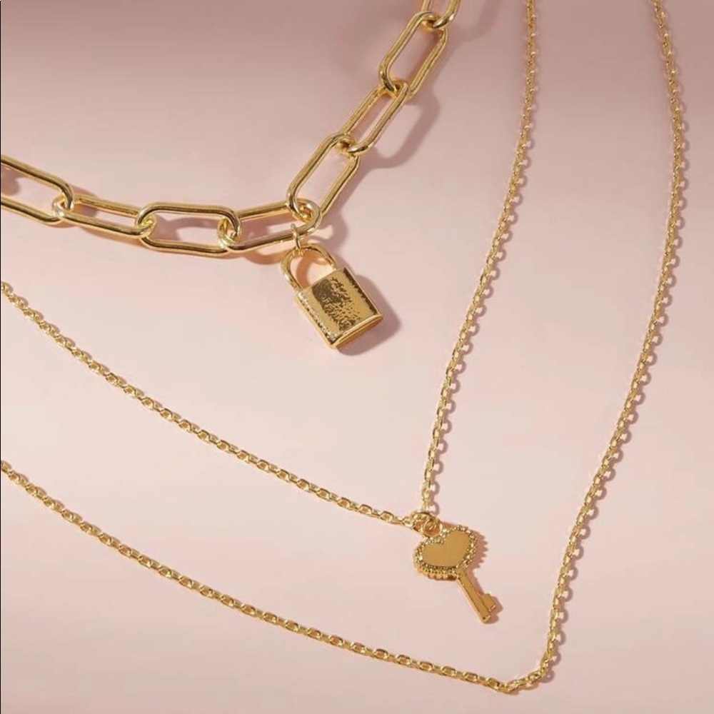• Candice • Lock + Key Layered Necklace - Picture 3 of 4